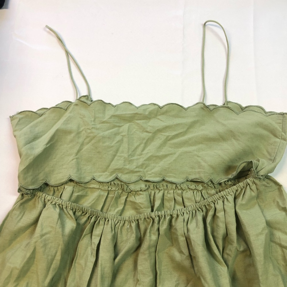 ASOS Women’s Spaghetti Strap Sage Green Side Zip Scallop Whimsical Fairy - Picture 4 of 9